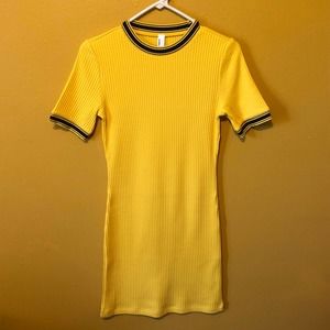 American Apparel Dress Yellow Ribbed Short Sleeve New S